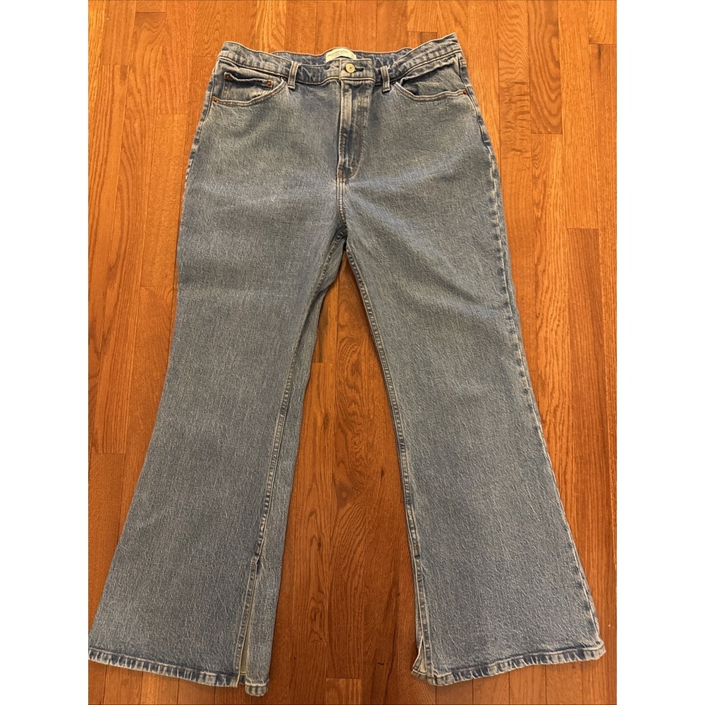 Abercrombie & Fitch Jeans Womens 33 16R Blue Vintage Flare High Rise Split Hem